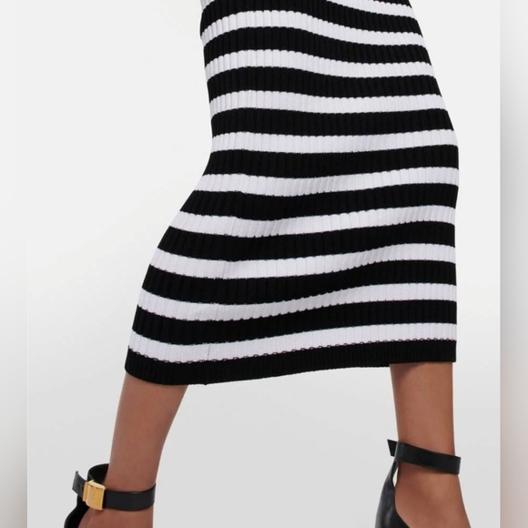 Balmain Stripe Button Detail Cotton Knit Skirt - Picture 6 of 7